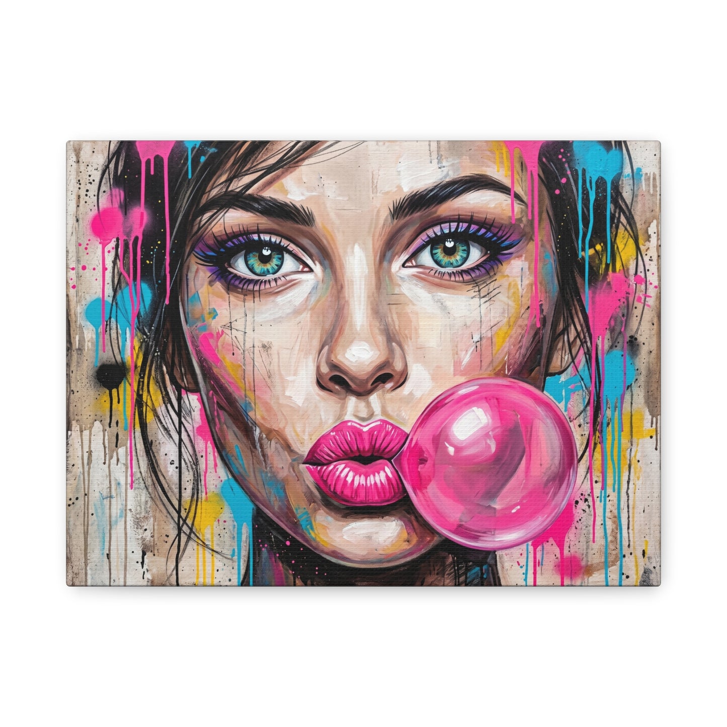 Abstract Bubble Girl Canvas Print — Matte Stretched Wall Art