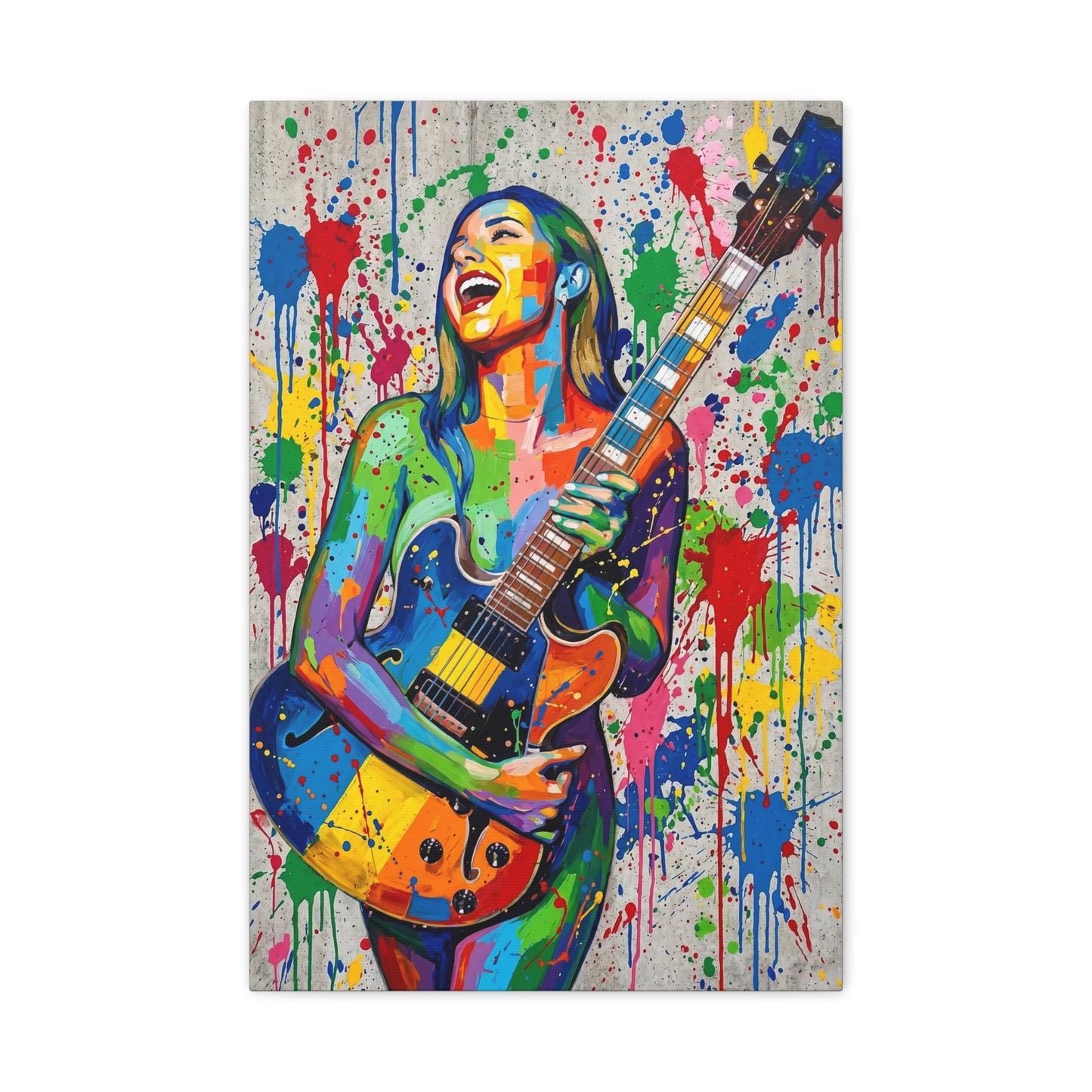 Colorful Guitarist Pop Art Canvas Print — Vibrant Music Wall Art