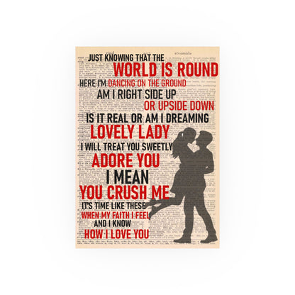 DMB "CRUSH" Romantic Lyrics Poster — 'World Is Round / I Adore You' Vintage Silhouette Print