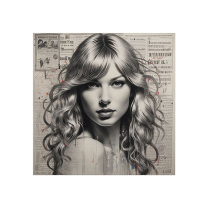 Taylor Inspired Portrait on Vintage Newspaper Background