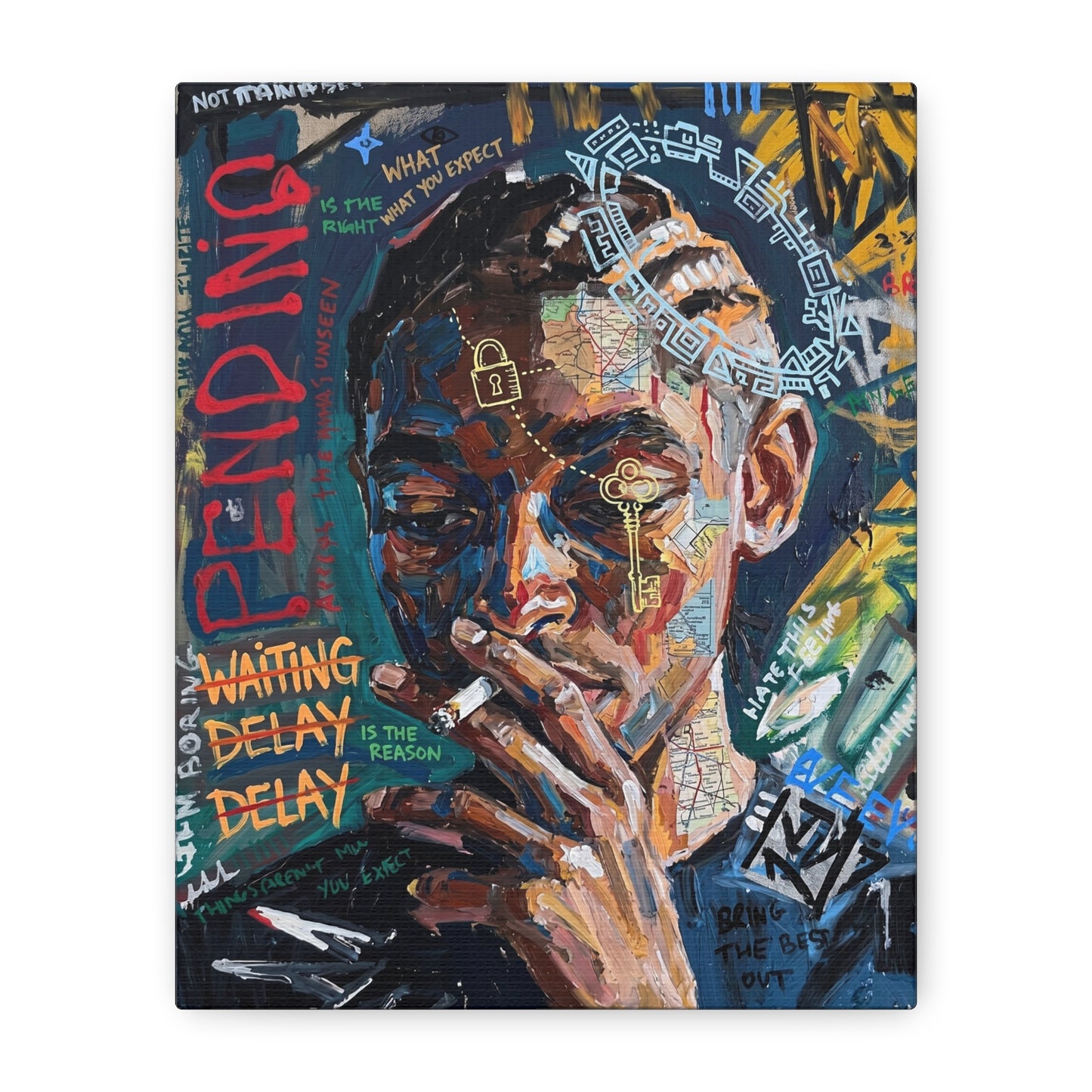 Urban Portrait Matte Canvas Print — 'Waiting Delay' Contemporary Street Art