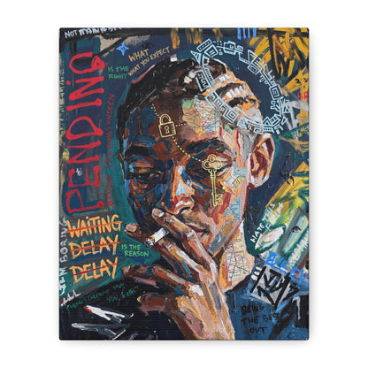 Urban Portrait Matte Canvas Print — 'Waiting Delay' Contemporary Street Art