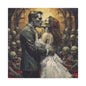 Zombie Bride & Groom Matte Canvas Wall Art — Gothic Wedding Horror Canvas