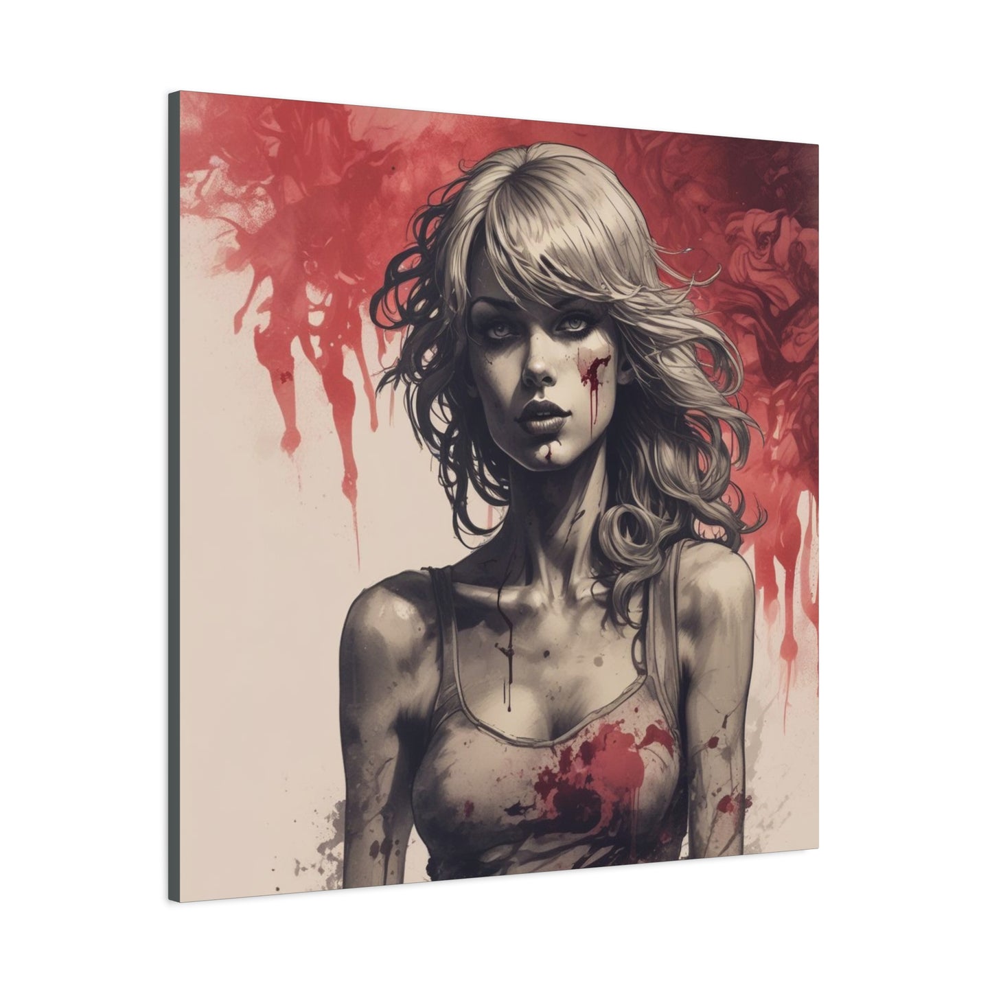 Bloody Swift Matte Canvas Print — Gothic Female Portrait Wall Art, Stretched 1.25"