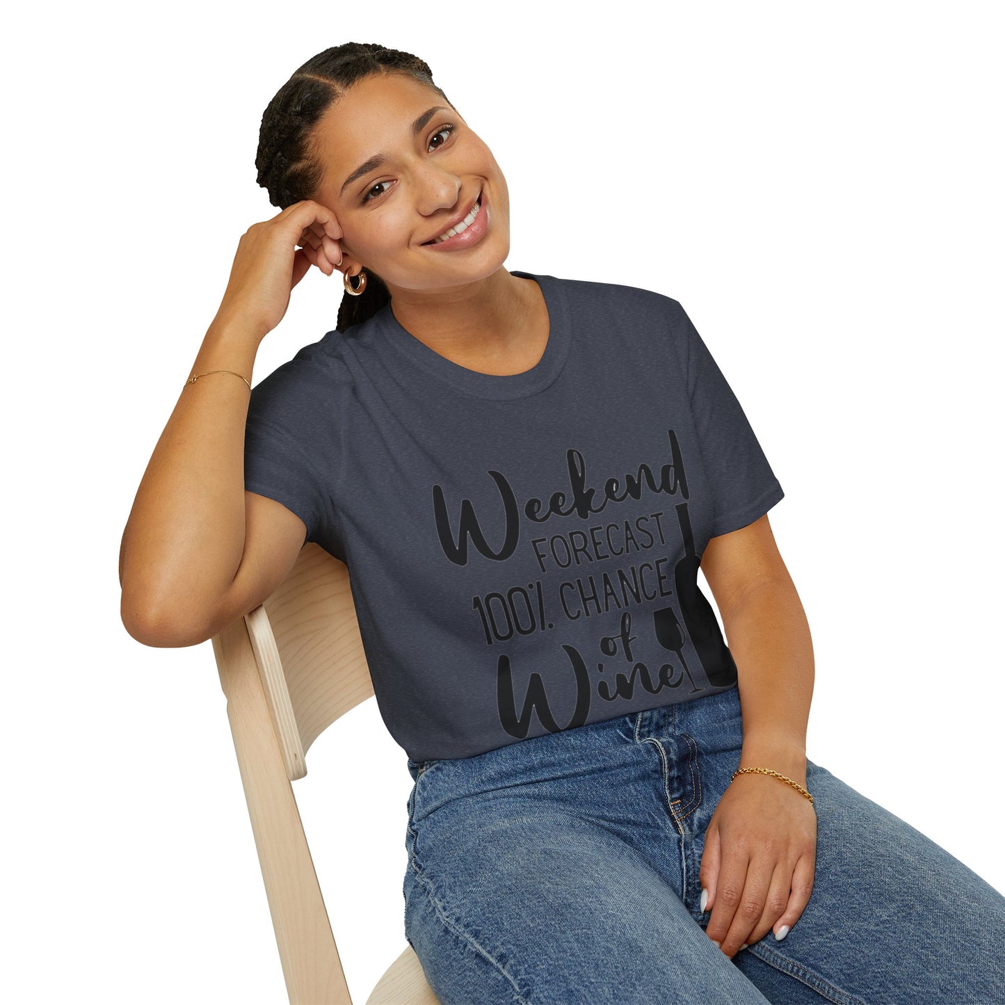Wine Weekend T-Shirt — "Weekend Forecast 100% Chance of Wine" Graphic Tee