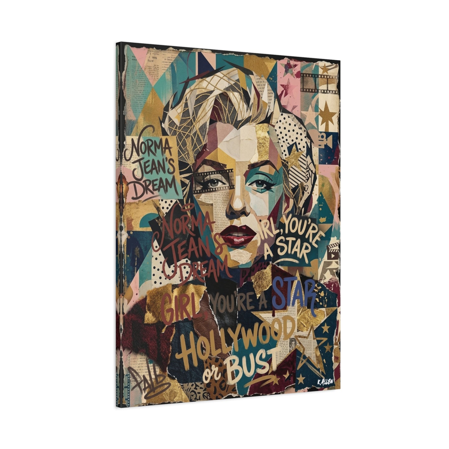 Hollywood Star Portrait Matte Canvas Wall Art, Stretched 1.25"