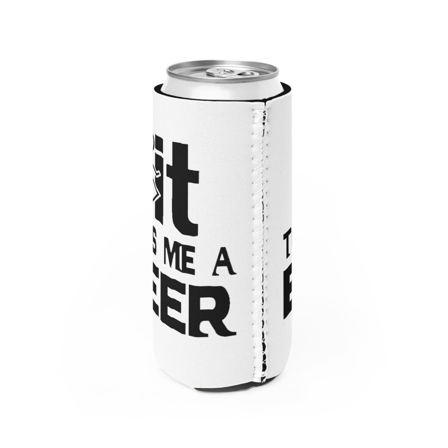 Slim Can Cooler — “Toss Me a Beer” Funny Party Beer Koozie