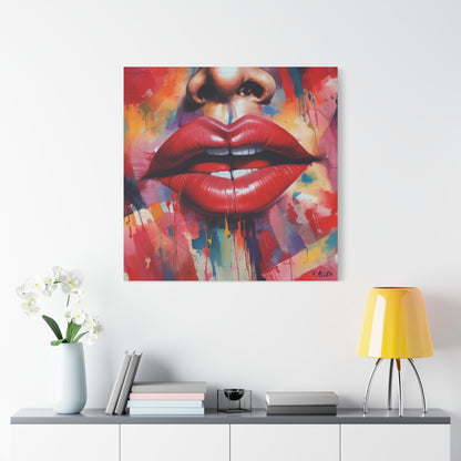 Bold Red Lips Pop Art Canvas — Matte Stretched Wall Art