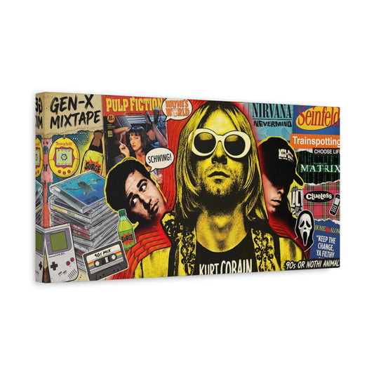 1990's Pop Culture Abstract Canvas Wall Art — Matte Stretched 1.25"