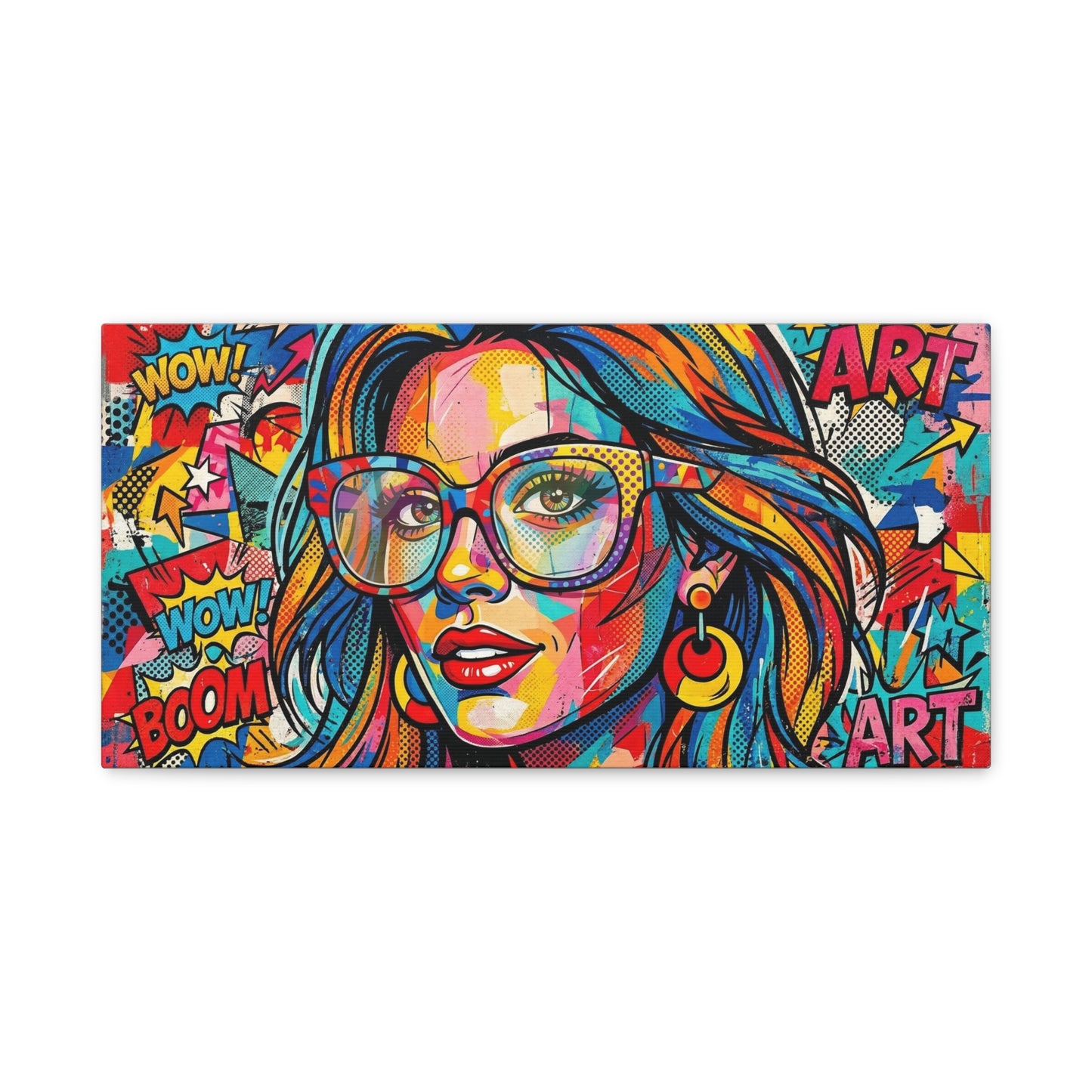 Pop Art Chic Canvas Print — Colorful Retro Neon Portrait