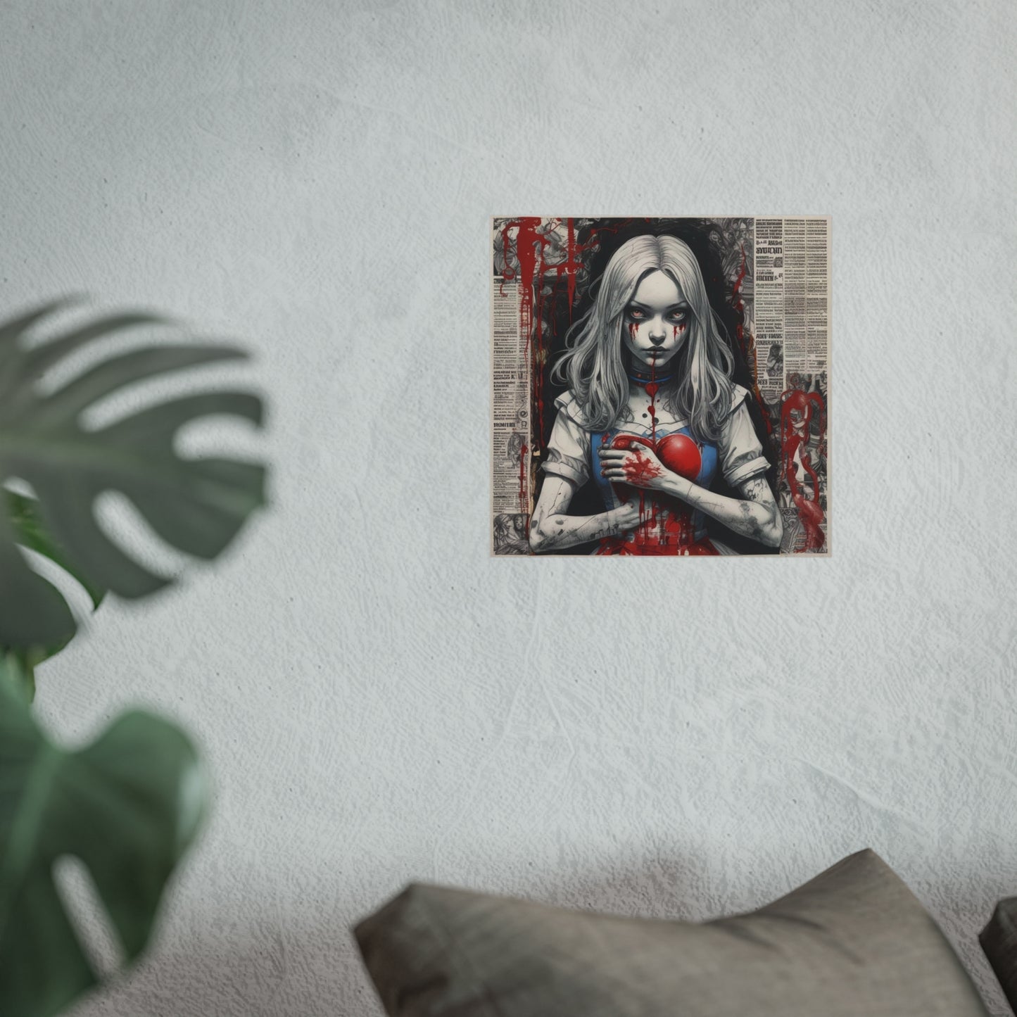 Dark Gothic Alice Fine Art Poster — Bleeding Heart Surreal Wall Art