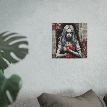 Dark Gothic Alice Fine Art Poster — Bleeding Heart Surreal Wall Art