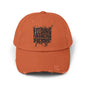 Distressed Dad Hat — "Feeding, Financing & F***ing" Bold Script Cap