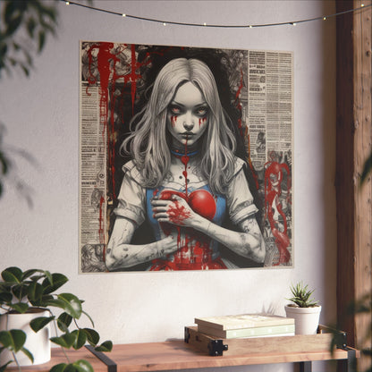 Dark Gothic Alice Fine Art Poster — Bleeding Heart Surreal Wall Art