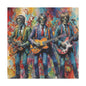 Rock Skeleton Band Canvas Print — Colorful Guitarist Wall Art