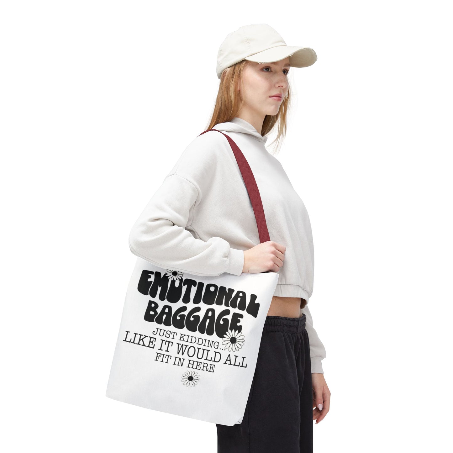Tote Bag — "Emotional Baggage" Funny Quote Tote with Daisy Vibe