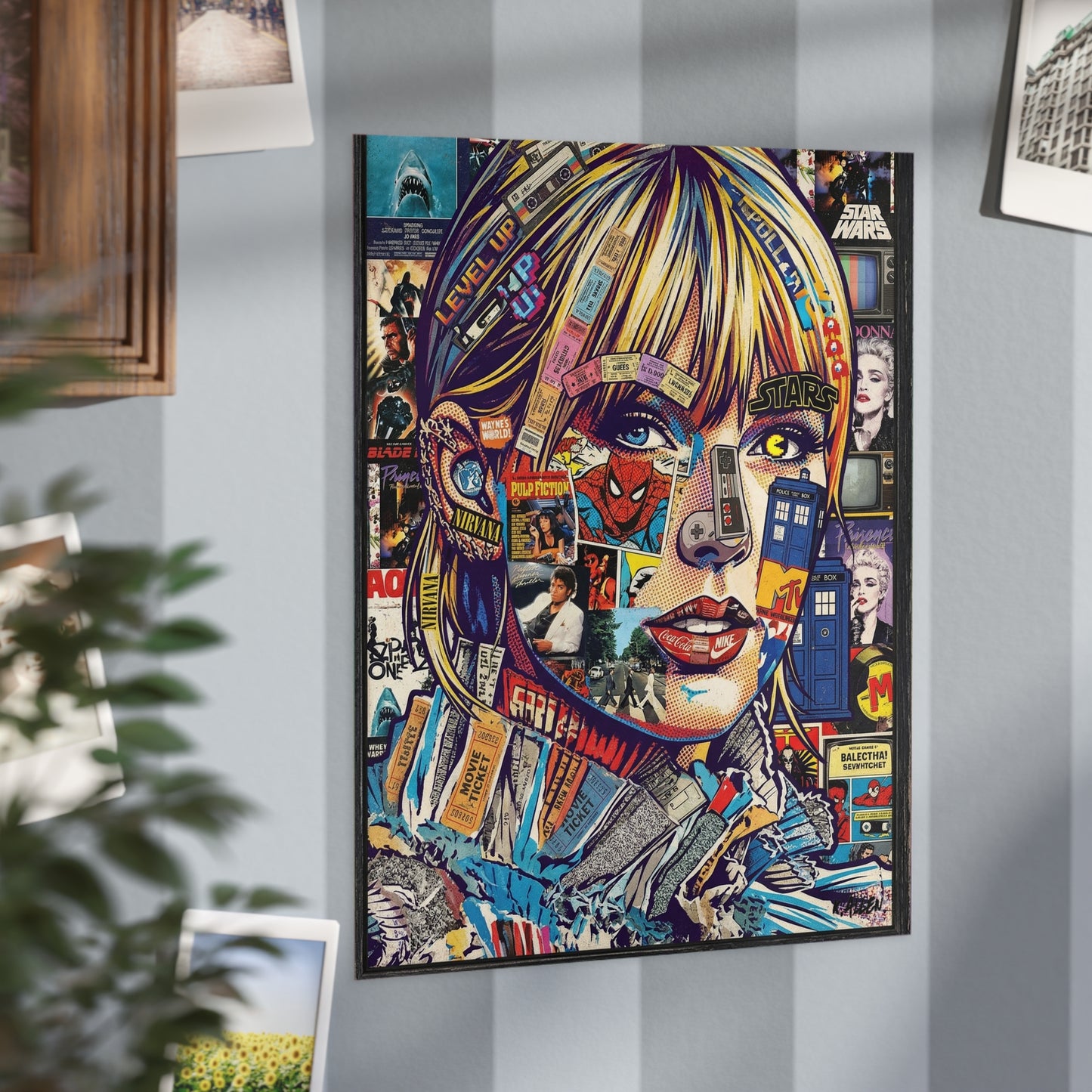 Pop Culture Collage Portrait Print — Colorful Retro Movie & TV Art Print