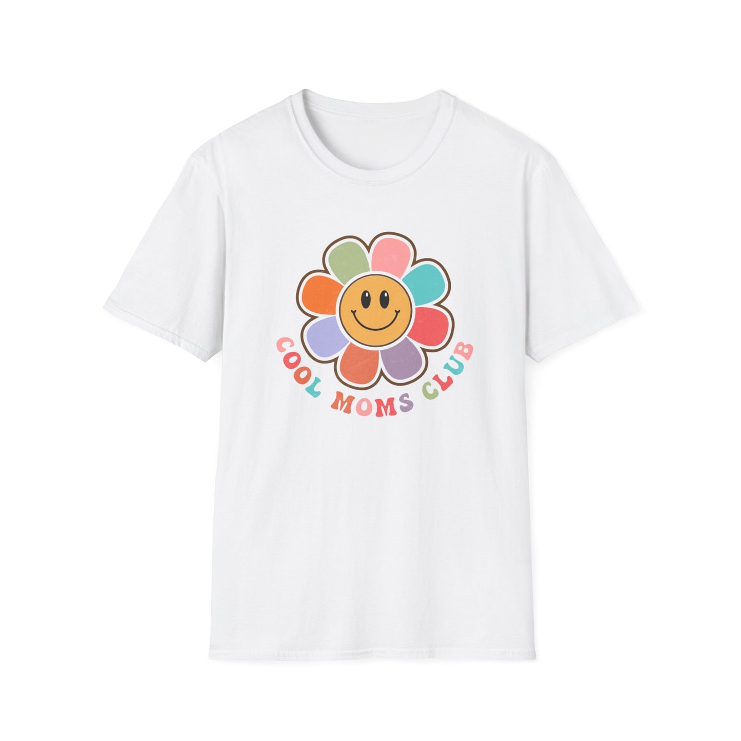 Cool Moms Club T-Shirt — Retro Floral Smiley Tee for Trendy Moms