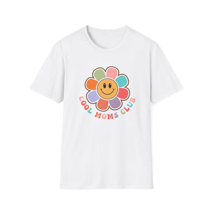 Cool Moms Club T-Shirt — Retro Floral Smiley Tee for Trendy Moms