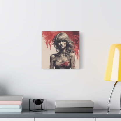 Bloody Swift Matte Canvas Print — Gothic Female Portrait Wall Art, Stretched 1.25"