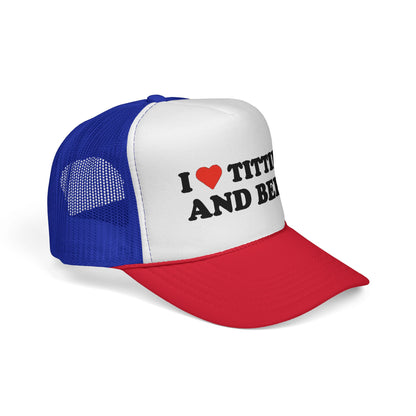 Trucker Hat - "I  Titties and Beer" Funny Novelty Cap