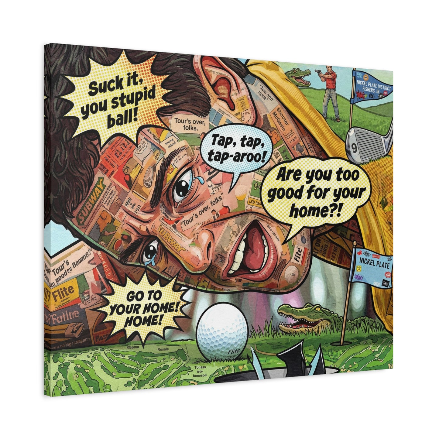 Happy Golf Pop Canvas Art — Matte Stretched Canvas Print