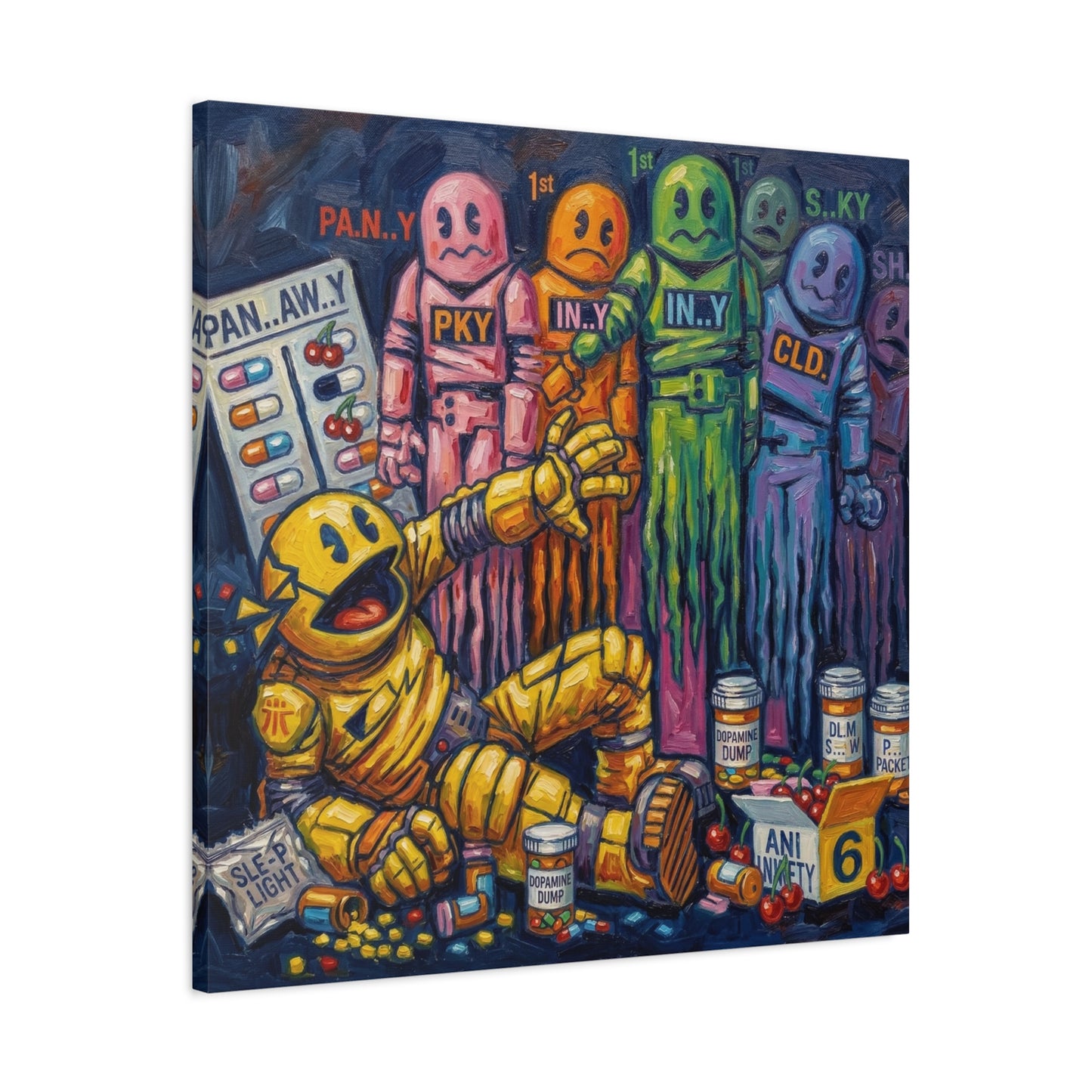 Depressed Pacman Canvas Wall Art Print