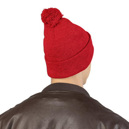 Embroidered Pom-Pom Beanie — "Spitters Are Quitters!" Cozy Winter Hat