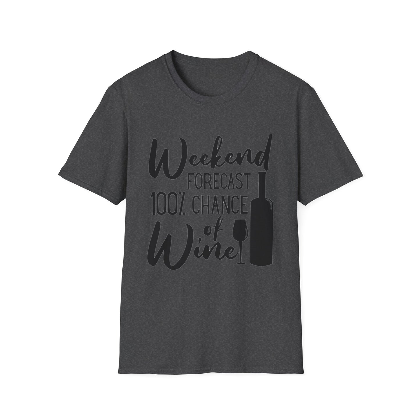 Wine Weekend T-Shirt — "Weekend Forecast 100% Chance of Wine" Graphic Tee
