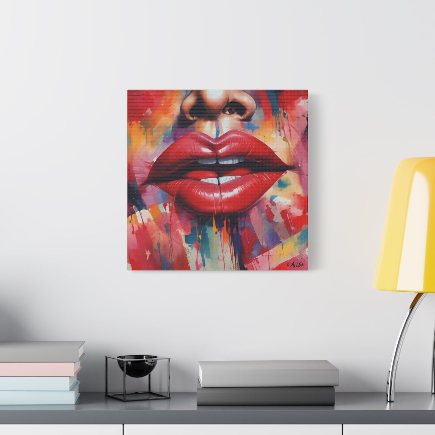 Bold Red Lips Pop Art Canvas — Matte Stretched Wall Art