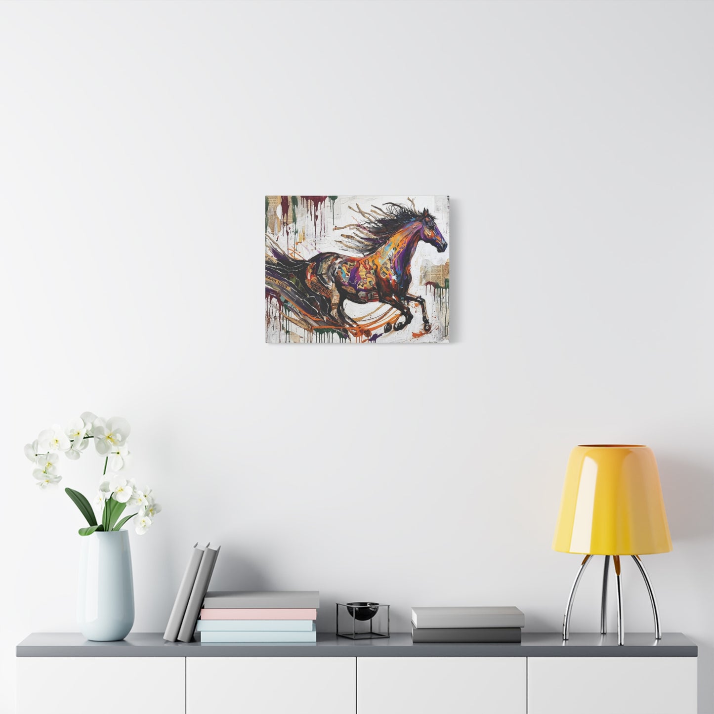 Colorful Galloping Horse Canvas Print — Vibrant Abstract Equestrian Wall Art
