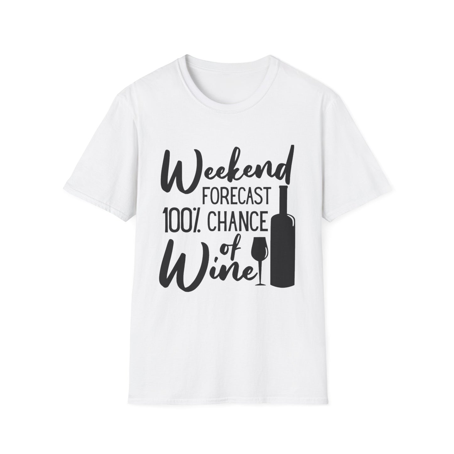 Wine Weekend T-Shirt — "Weekend Forecast 100% Chance of Wine" Graphic Tee