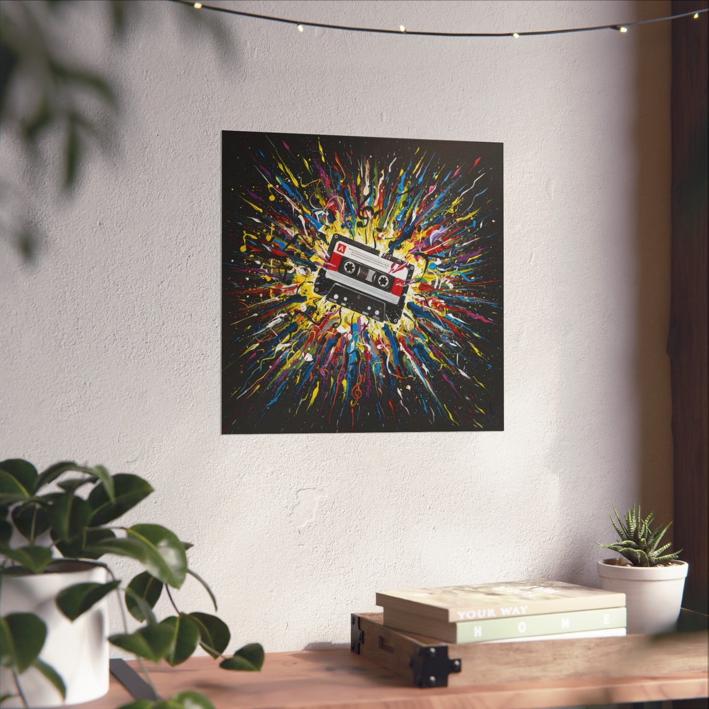 Cassette Explosion Fine Art Print — Retro Music Wall Art
