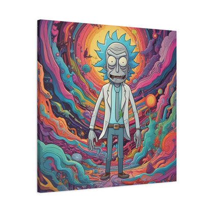 Psychedelic Rick Portal Canvas — Colorful Rick Illustration on Stretched Matte Canvas