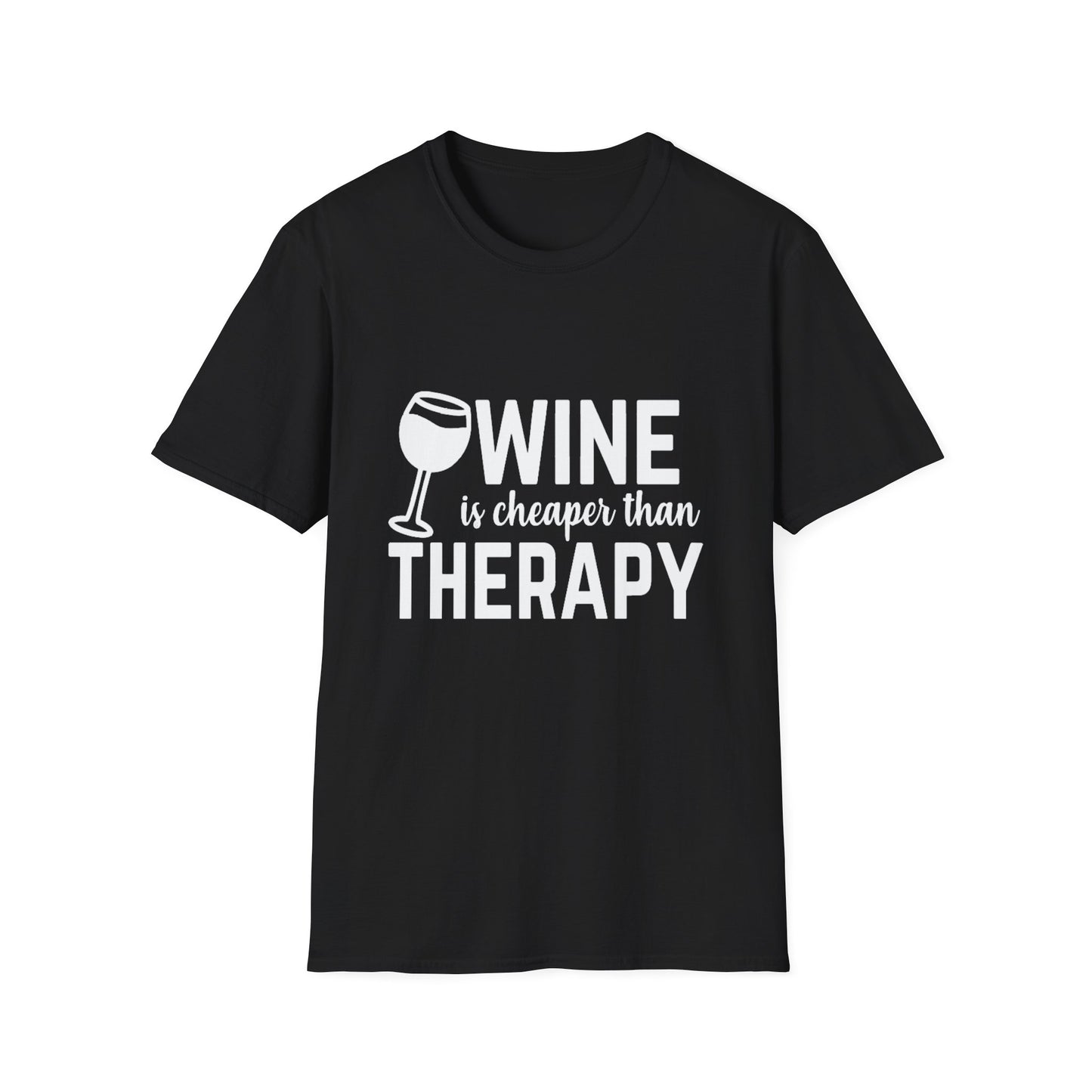 T-Shirt — "Wine Is Cheaper Than Therapy" Funny Wine Lover Tee