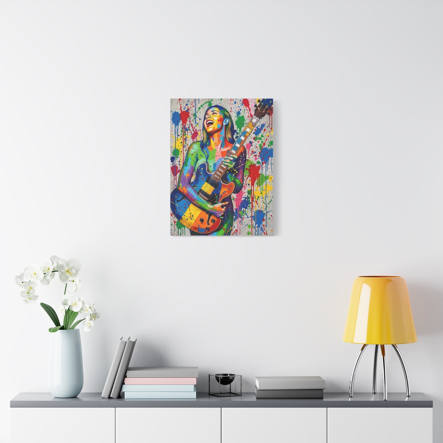 Colorful Guitarist Pop Art Canvas Print — Vibrant Music Wall Art