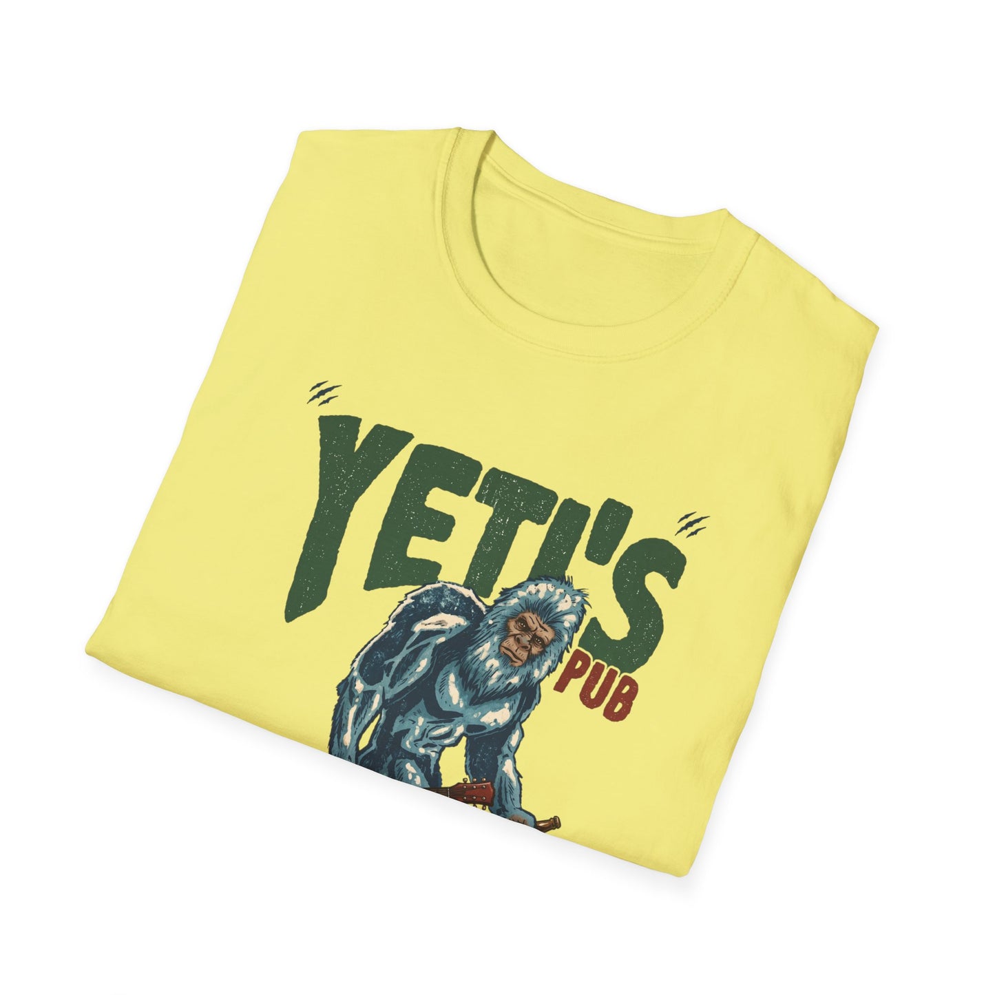 Yeti's Pub Graphic T-Shirt — Vintage Rock Band Snowman Design