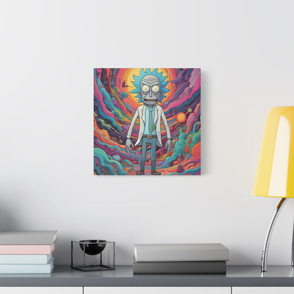 Psychedelic Rick Portal Canvas — Colorful Rick Illustration on Stretched Matte Canvas