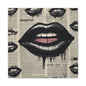 Black Drip Lips Canvas Wall Art — Vintage Newspaper Pop Art