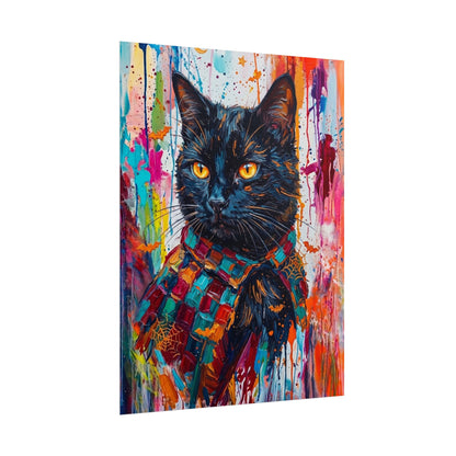 Colorful Cat Poster — Vibrant Black Cat Wall Art (Rolled Poster)