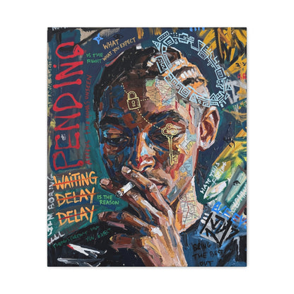 Urban Portrait Matte Canvas Print — 'Waiting Delay' Contemporary Street Art