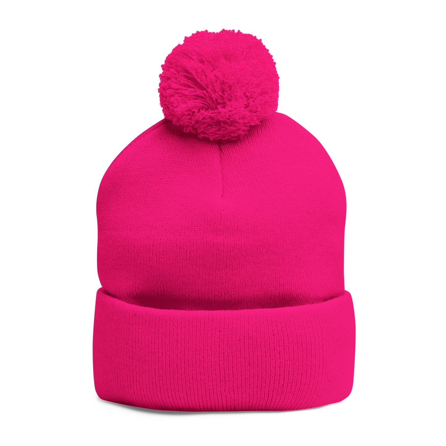 Embroidered 'Fuck Off' Pom-Pom Beanie - Knit Winter Hat
