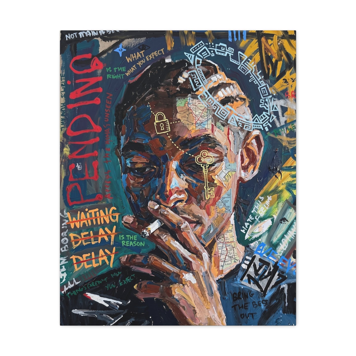 Urban Portrait Matte Canvas Print — 'Waiting Delay' Contemporary Street Art