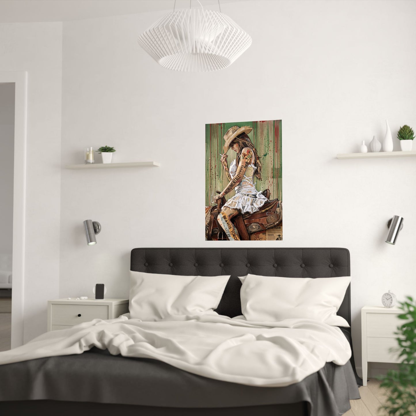 Cowgirl Art Satin Poster — Vintage Western Pinup Print