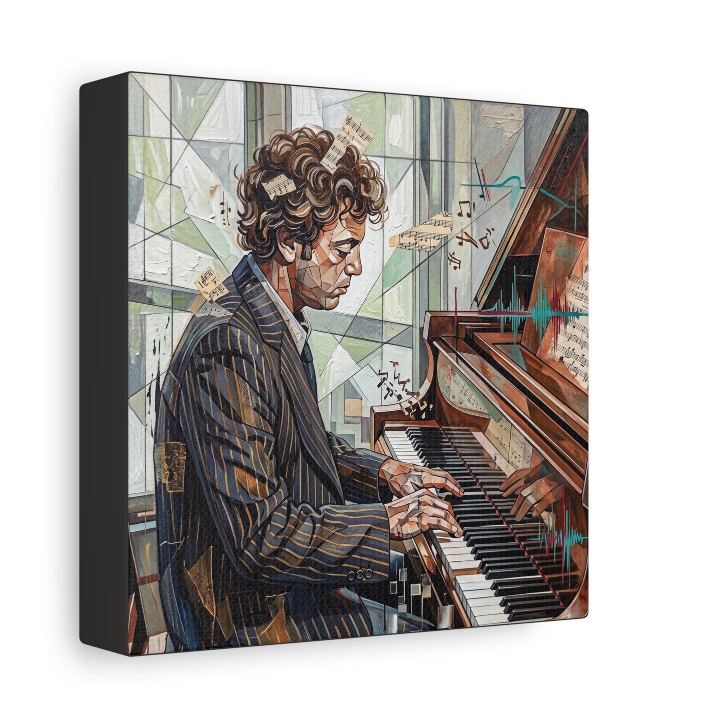 Piano Man Joel Canvas Wall Art — Abstract Character Portrait