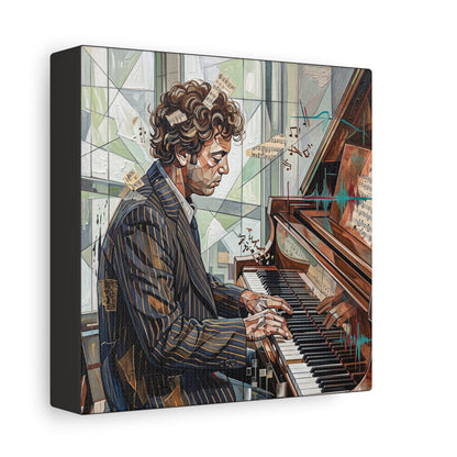 Piano Man Joel Canvas Wall Art — Abstract Character Portrait