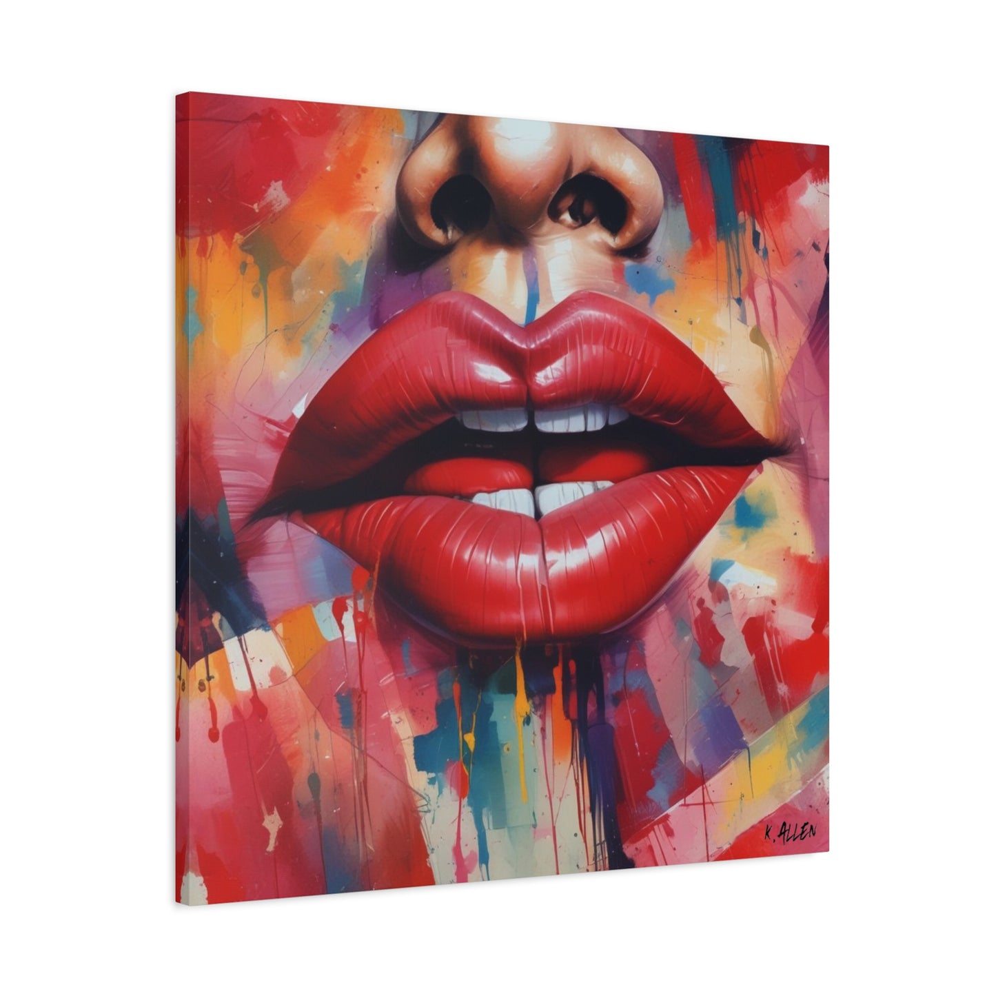 Bold Red Lips Pop Art Canvas — Matte Stretched Wall Art