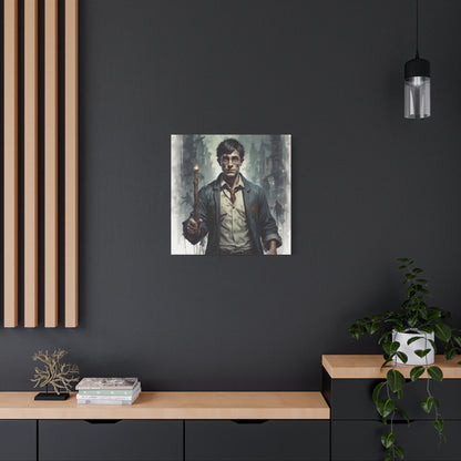 Dark Harry Canvas Print — Moody Urban Fantasy Stretched Wall Art