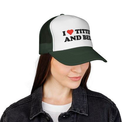 Trucker Hat - "I  Titties and Beer" Funny Novelty Cap