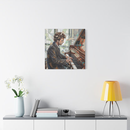 Piano Man Joel Canvas Wall Art — Abstract Character Portrait
